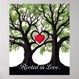 Roterad i Kärlek Heart Träd Symbolic Art Poster