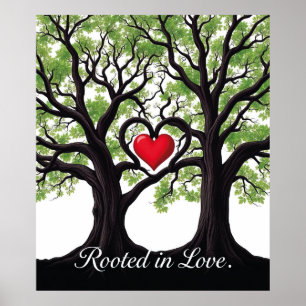 Roterad i Kärlek Heart Träd Symbolic Art Poster