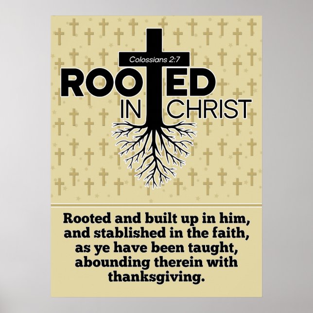 Roterad i Kristus Colossians Bible Verse Ratio 3:4 Poster (Framsidan)