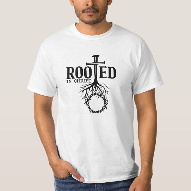 Roterad i Kristus Scripture Kor Christian Verse T Shirt (Framsida)