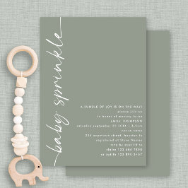 Roterad kallgrafi Sage Baby Shower Sprinkle Inbjudningar