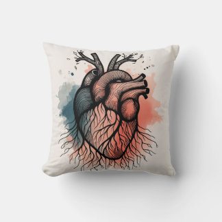 Roterad Kärlek-minsta hjärt- och Träd-rotkonst Kudde