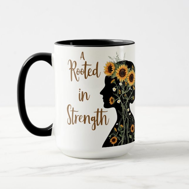 Roterad styrka Mamma - Blooming Silhouette Art Mugg (Vänster)