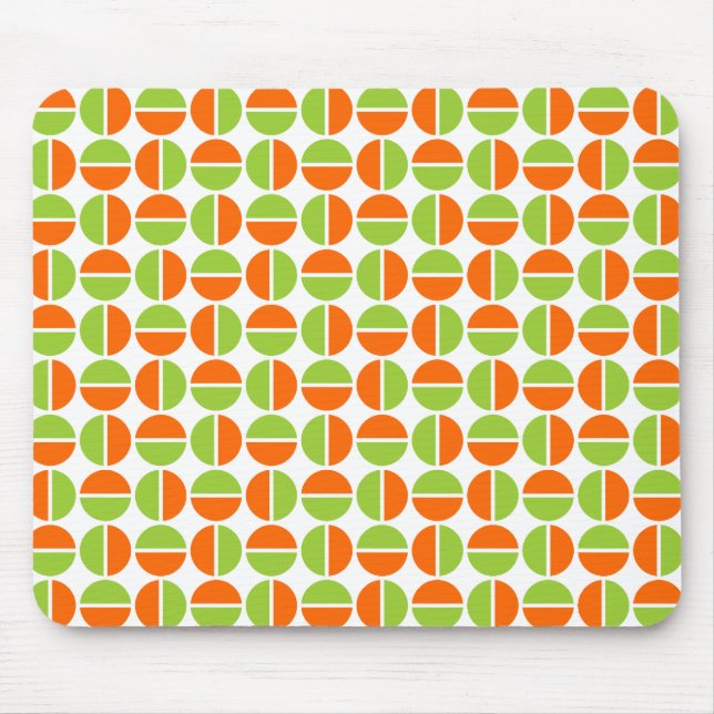 Roterande cirklar - Grönt och Orange Musmatta (Framsidan)