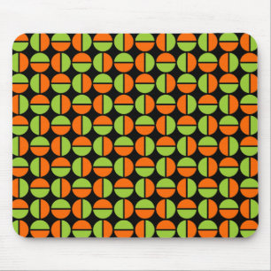 Roterande cirklar - Grönt och Orange på svart Musmatta