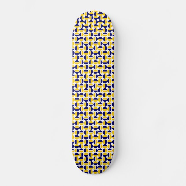 Roterande cirklar - Gult och marin flotta Mini Skateboard Bräda 18,7 Cm (Framsida)