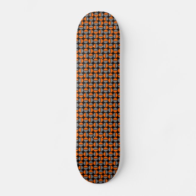 Roterande cirklar - Orange och Grått på svart Old School Skateboard Bräda 18 Cm (Framsida)