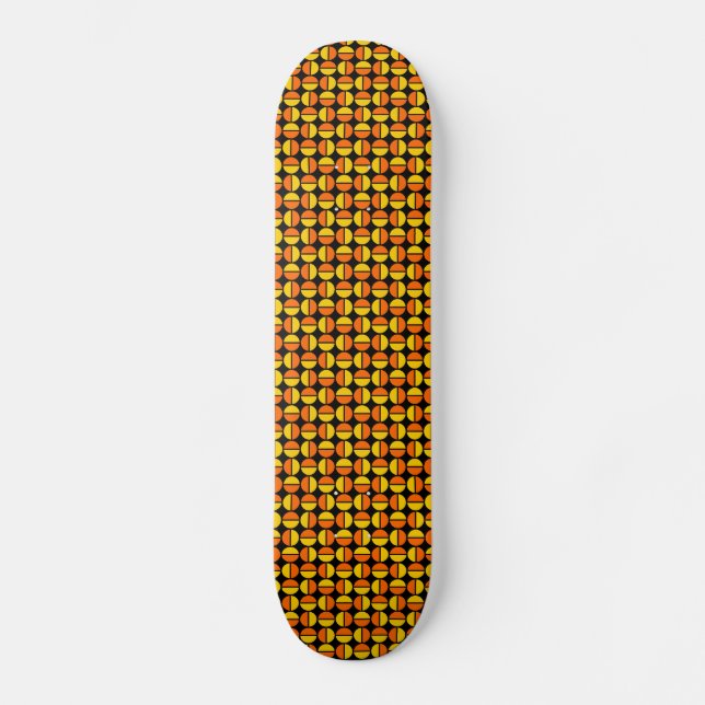 Roterande cirklar - Orange och orangegul på svart Skateboard Bräda 20,5 Cm (Framsida)