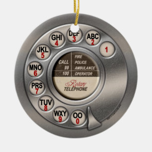 Roterande telefon för vintage julgransprydnad keramik