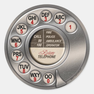 Roterande telefon för vintage runt klistermärke