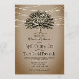 Roterat i Kärlek Rustic Träd Ljus Rehearsal Middag Inbjudningar