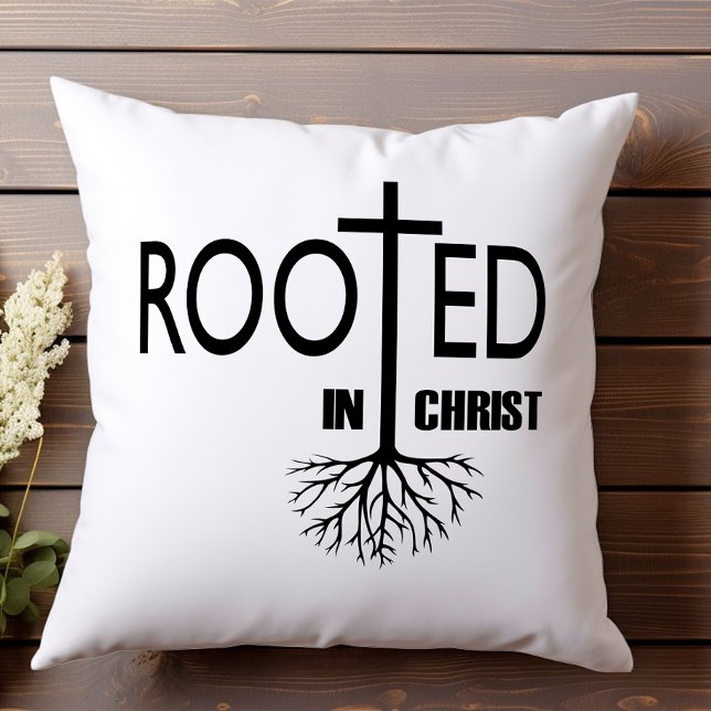 Roterat i Kristus Elegant Kor Black White Faith Kudde (Skapare uppladdad)