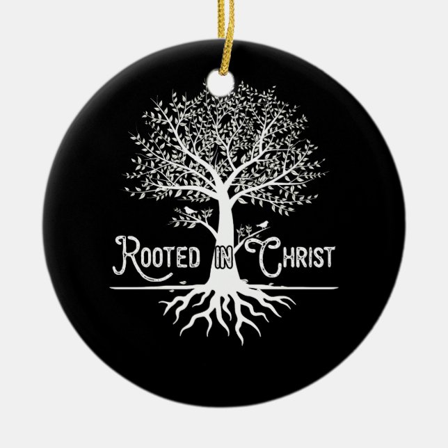 Roterat i Kristus Kristna tro och Kärlek i Gud Julgransprydnad Keramik (Framsidan)