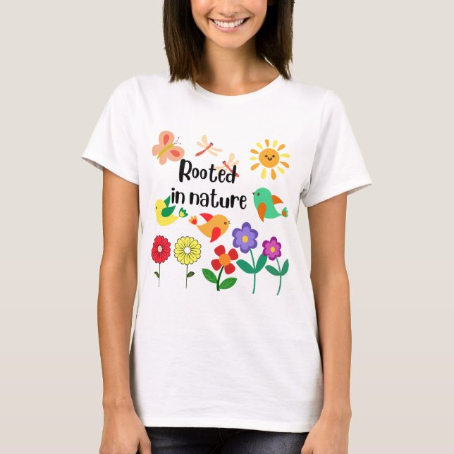 "Roterat i naturen" Miljöinspirerad grafik T Shirt (Framsida)