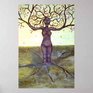 "Roterat" Träd Goddess Art Fullt Bleed Print Poster