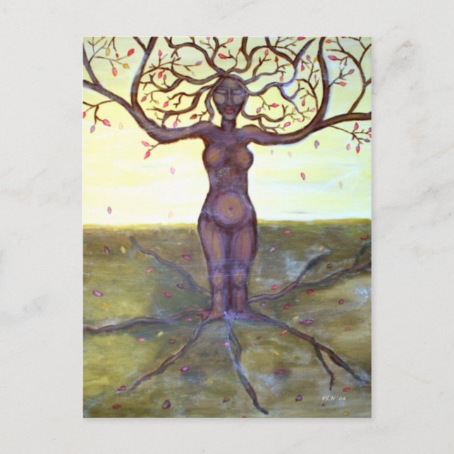 "Roterat" Träd Goddess Art Vykort (Framsida)