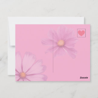 Rotes Herz auf rosa - Postcard Postkarte Vykort