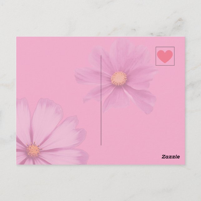 Rotes Herz auf rosa - Postcard Postkarte Vykort (Baksida)