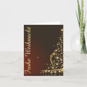 Rotes Weihnachtsmotiv mit goldenem Weihnachtsbaum Kort