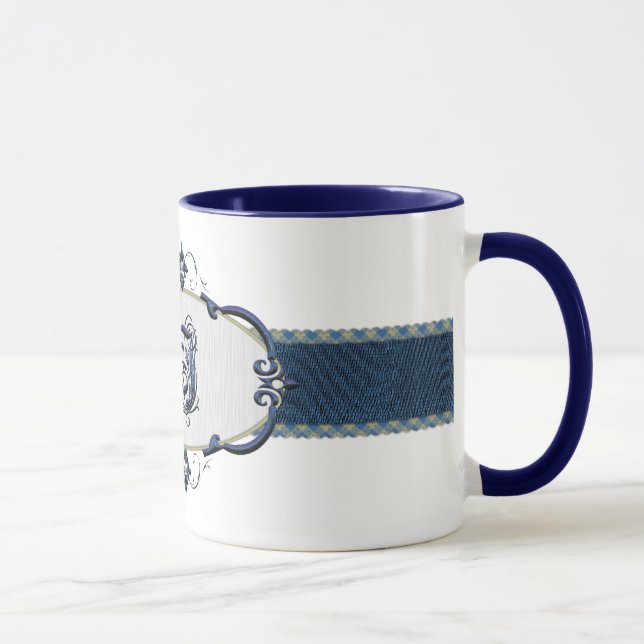 Rothenburg Blue Monogram-Brev I Mugg (Höger)