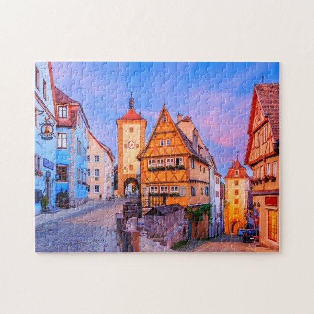 Rothenburg ob der Tauber, Bayern, Tyskland. Pussel (Horisontell)