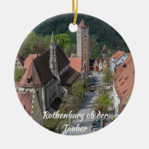 Rothenburg ob der tauber old town ovanifrån julgransprydnad keramik