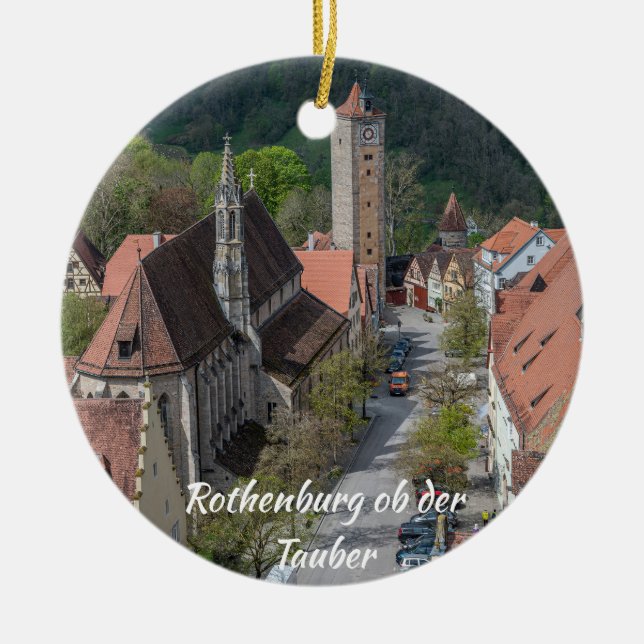 Rothenburg ob der tauber old town ovanifrån julgransprydnad keramik (Framsidan)