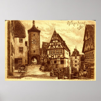 Rothenburg Tyskland 1907 vintage Poster