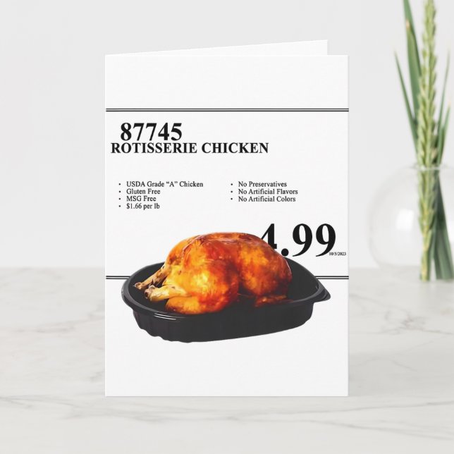 Rotisserie Kyckling 4.99 Rolig Kyckling  Kort (Framsida)