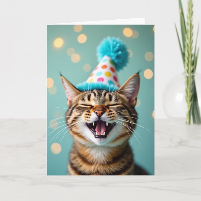 Rötkakig katt födelsedagskort kort (Framsida)