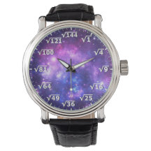 Rotklocka i lila Rymdruta - Matematikklocka