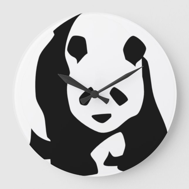 Rotmusklås för Girant Panda Round Wall Clock Stor Klocka (Framsida)