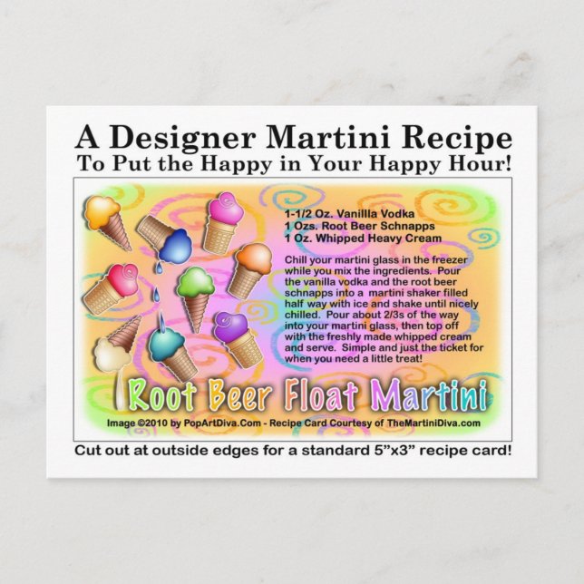 Rotöl Flyter vykort för Ice Cream Martini Recipe (Framsida)