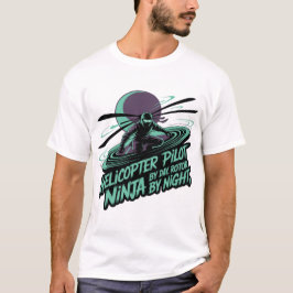 Rotor Ninja Pilot - Dramatic Black & Neon Teal Sil T Shirt