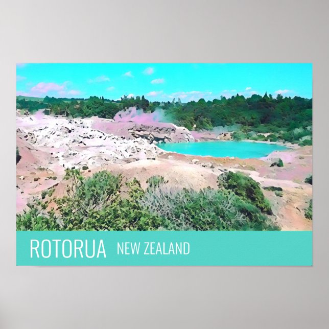 Rotorua hett vår Nya Zeelands reseutskrift Poster (Framsidan)