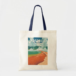 Rotorua New Zealand Illustration Travel Art Retro Tygkasse