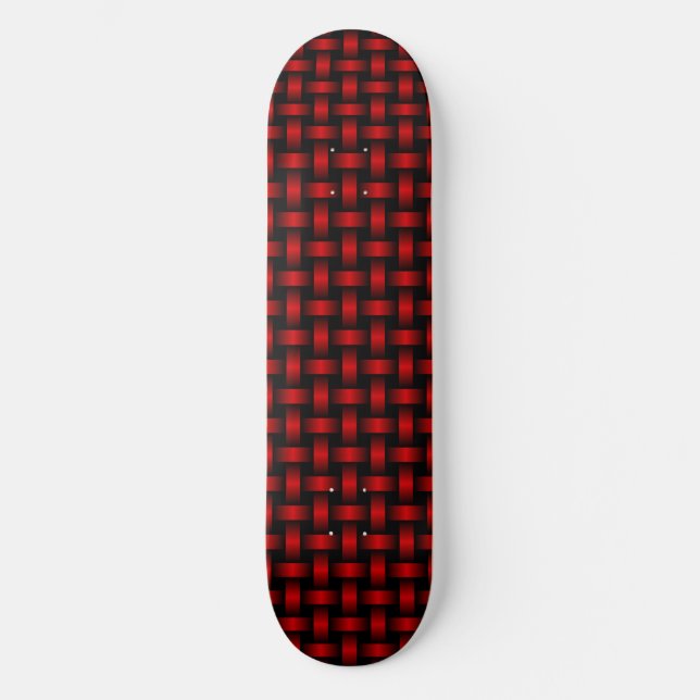 Rötsvart vävsmönster mini skateboard bräda 18,5 cm (Framsida)