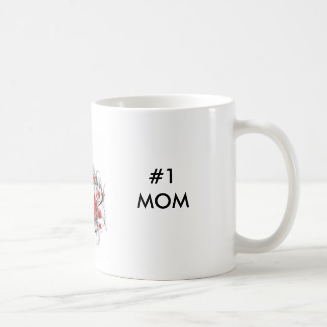 rött #1MOM, MAMMA #1 Kaffemugg (Höger)