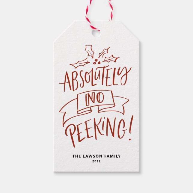 Rött absolut ingen peeking Leting Leting Jul Presentetikett (Framsidan)