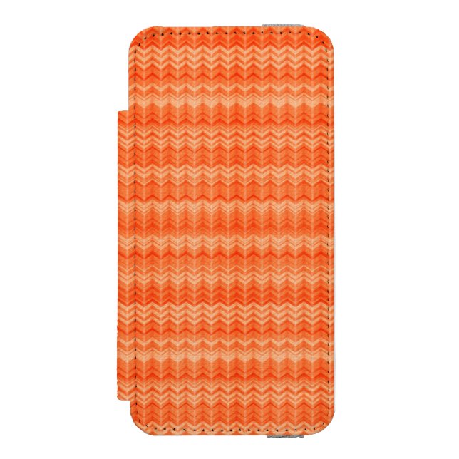 Rött abstrakt sicksacktextilmönster incipio iPhone wallet skal (Folio Framsidan)