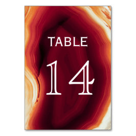 Rött agate-bordsnummer för segmentgeode bröllop bordsnummer