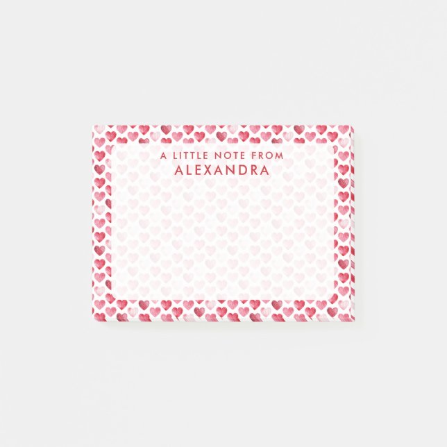 Rött akvarellhjärta post-it block (Framsida)