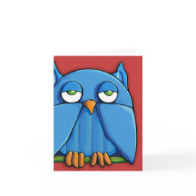 Rött anteckningskort för Aqua Uggla