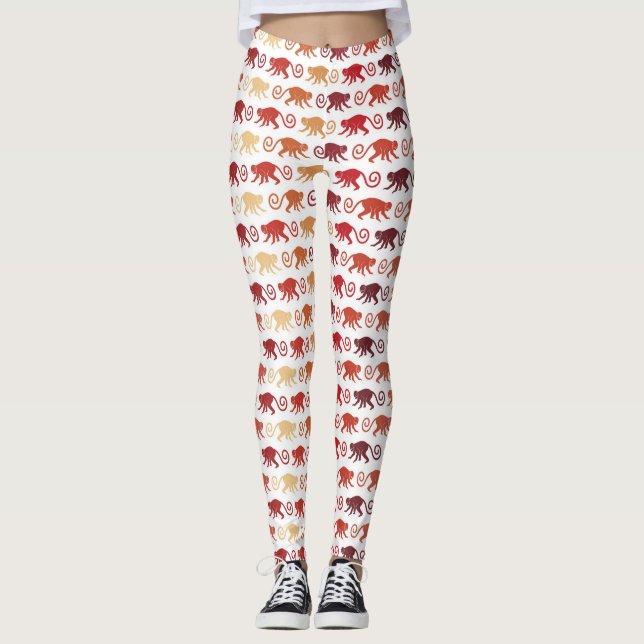 Rött apamönster leggings (Framsida)