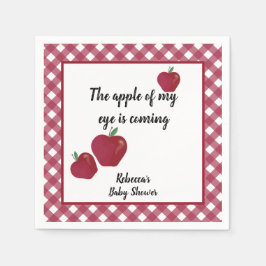 Rött äppelbabydusch pappersservett