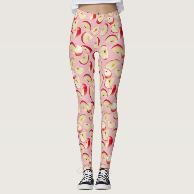 Rött äppelskivsmönster leggings (Framsida)