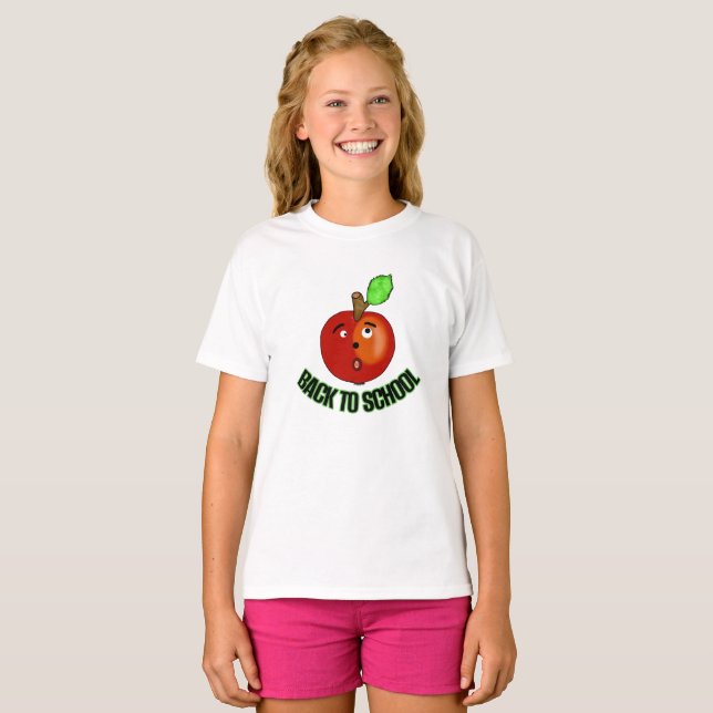 Rött äpple back to school t shirt (Hel framsida)