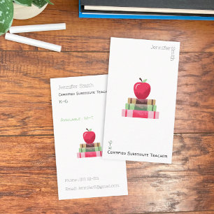 Rött äpple bok handledare vertikal vit visitkort