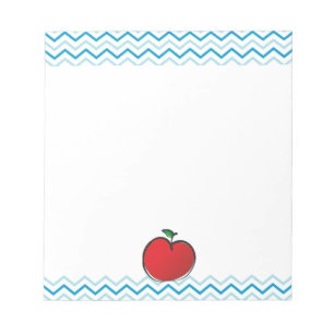 Rött äpple Chevron Mönster Personlig Monogram Anteckningsblock