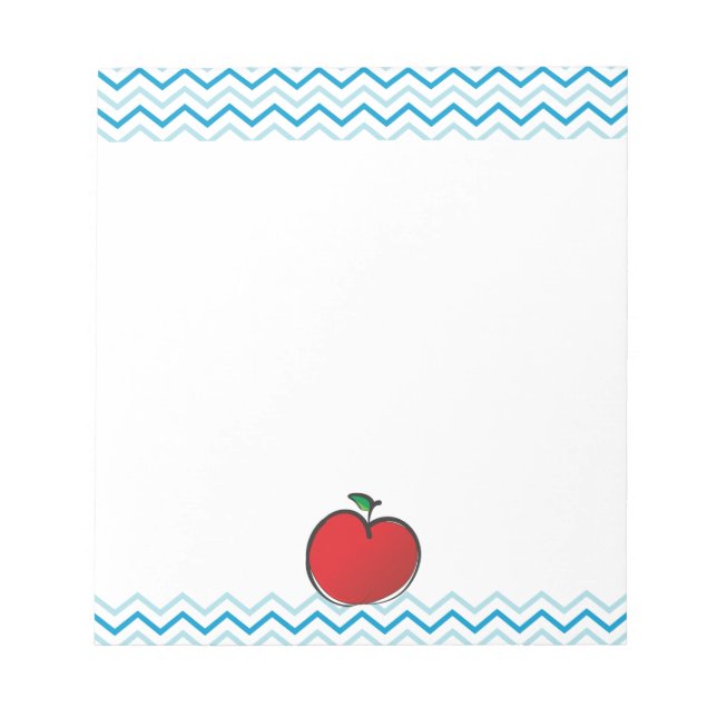 Rött äpple Chevron Mönster Personlig Monogram Anteckningsblock (Framsida)